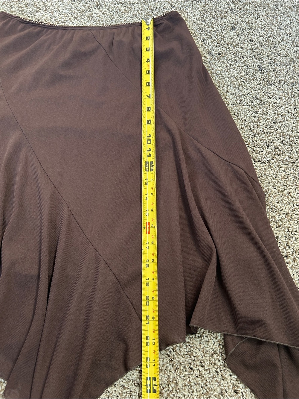 Vintage A. Byer Brown Asymmetrical Handkerchief Hem Skirt | Pristine | Large - Picture 10 of 13